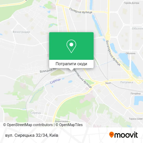 Карта вул. Сирецька 32/34