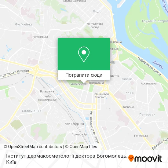 Карта Інститут дермакосметології доктора Богомолець
