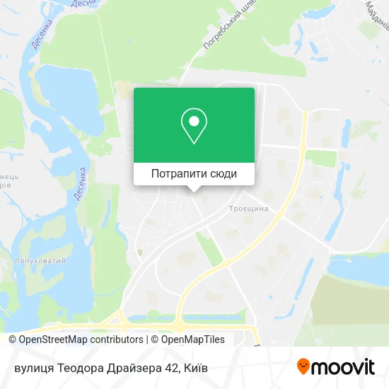 Карта вулиця Теодора Драйзера 42