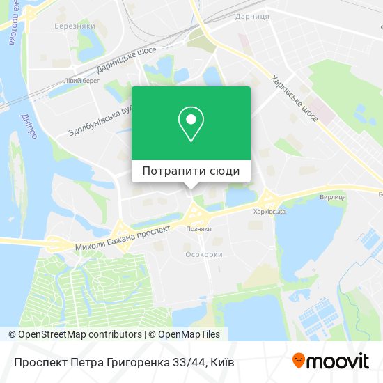 Карта Проспект Петра Григоренка 33 / 44