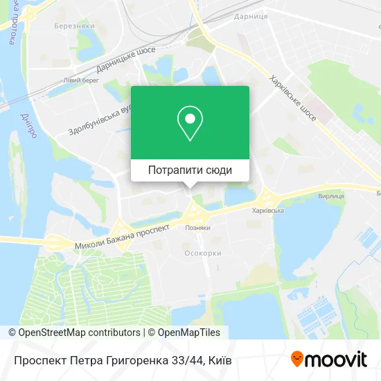 Карта Проспект Петра Григоренка 33 / 44