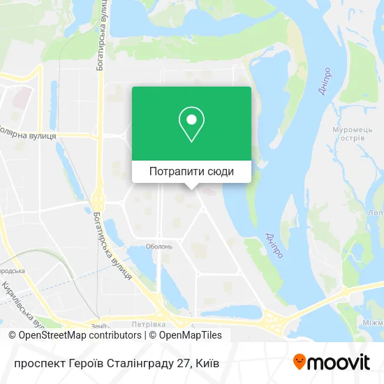 Карта проспект Героїв Сталінграду 27