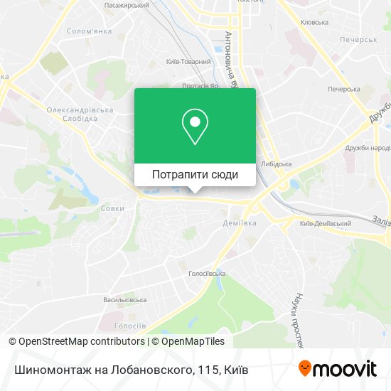 Карта Шиномонтаж на Лобановского, 115