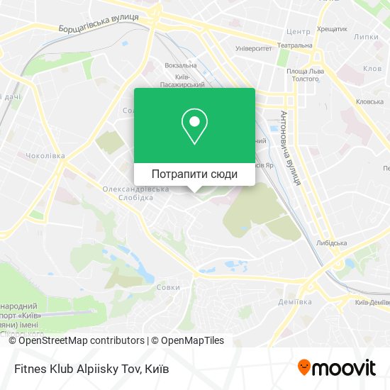 Карта Fitnes Klub Alpiisky Tov