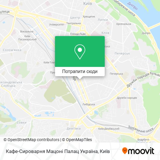 Карта Кафе-Сироварня Мацоні Палац Україна