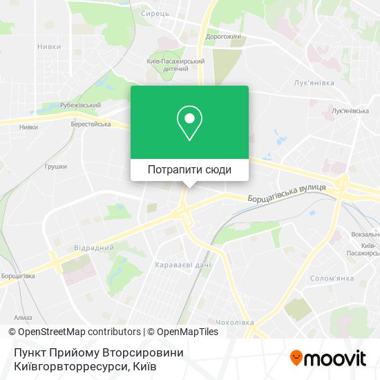 Карта Пункт Прийому Вторсировини Київгорвторресурси