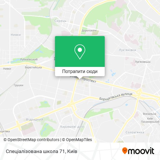 Карта Спеціалізована школа 71