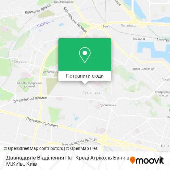 Карта Дванадцяте Відділення Пат Креді Агріколь Банк в М.Київ.