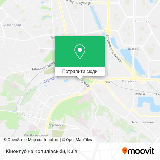 Карта Кіноклуб на Копилівській