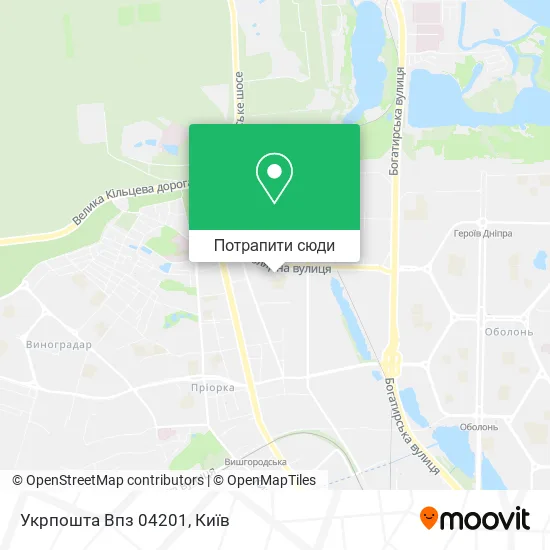 Карта Укрпошта Впз 04201
