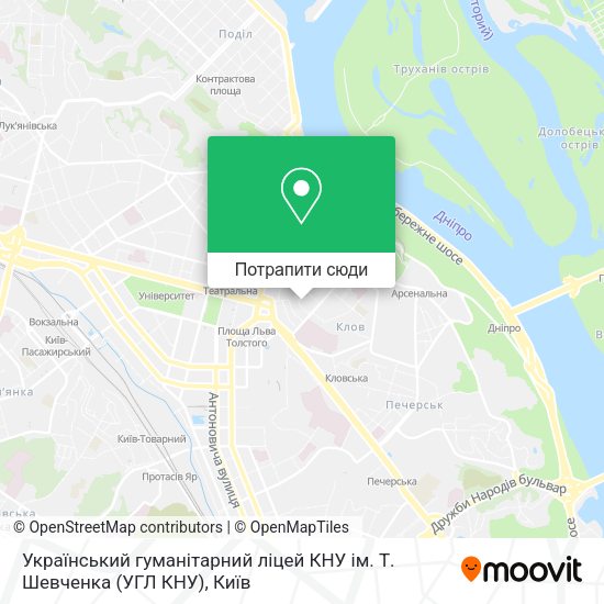 Карта Український гуманітарний ліцей КНУ ім. Т. Шевченка (УГЛ КНУ)