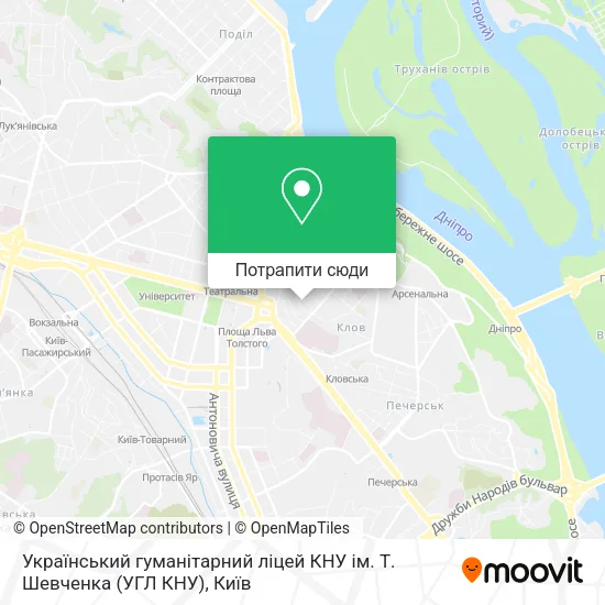 Карта Український гуманітарний ліцей КНУ ім. Т. Шевченка (УГЛ КНУ)