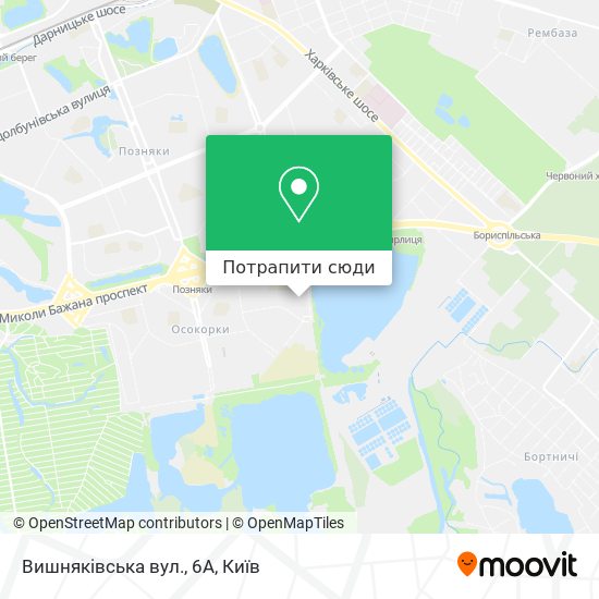 Карта Вишняківська вул., 6А