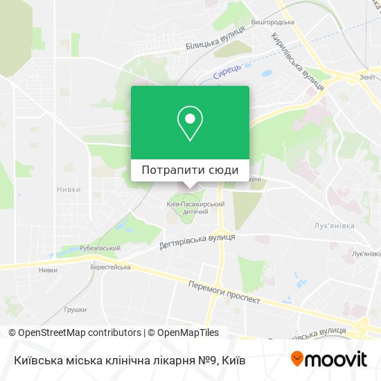 Карта Київська міська клінічна лікарня №9
