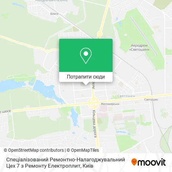 Карта Спеціалізований Ремонтно-Налагоджувальний Цех 7 з Ремонту Електроплит