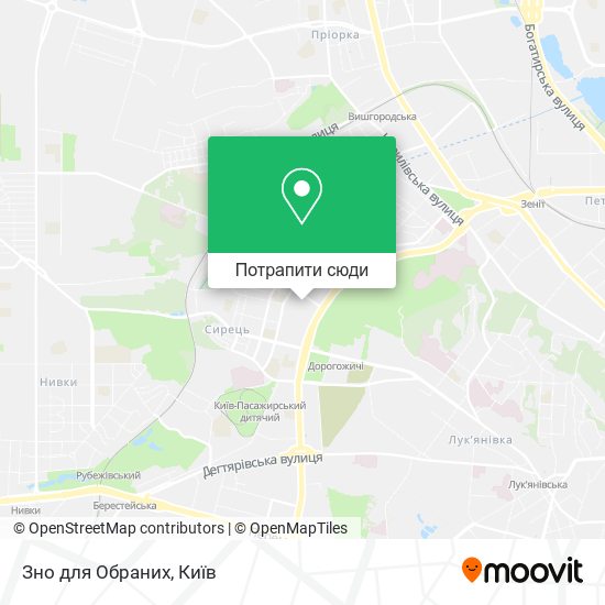 Карта Зно для Обраних