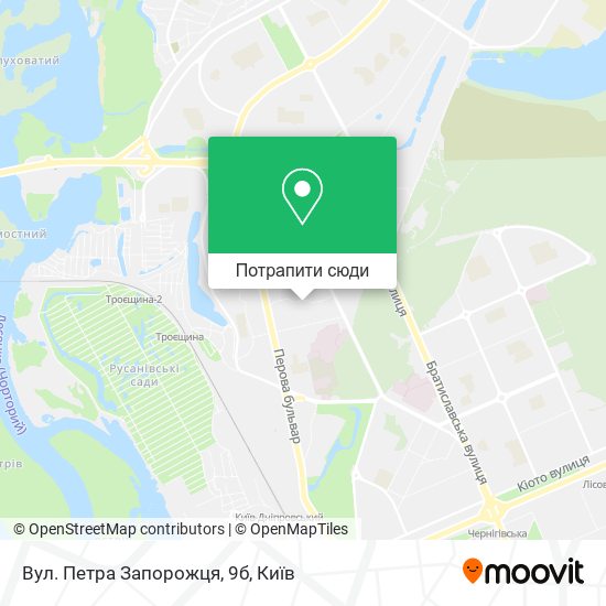 Карта Вул. Петра Запорожця, 9б