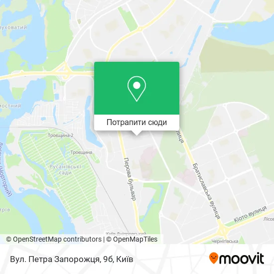 Карта Вул. Петра Запорожця, 9б