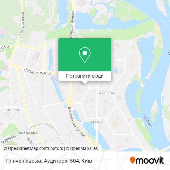 Карта Грінченківська Аудиторія 504