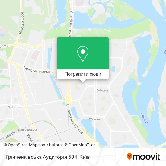 Карта Грінченківська Аудиторія 504
