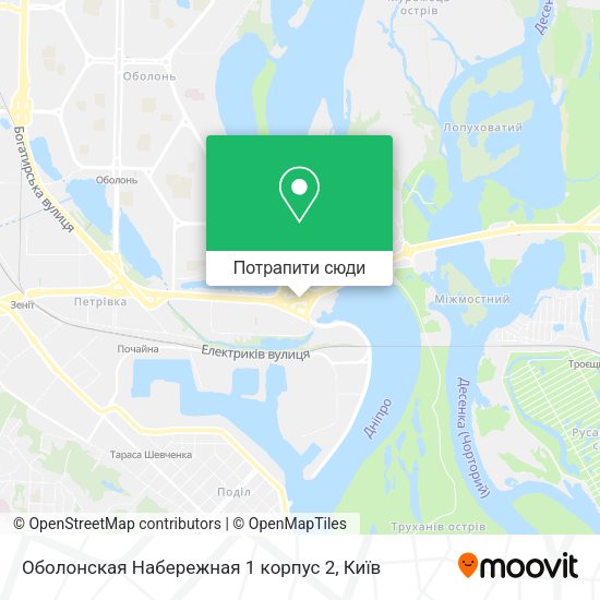 Карта Оболонская Набережная 1 корпус 2