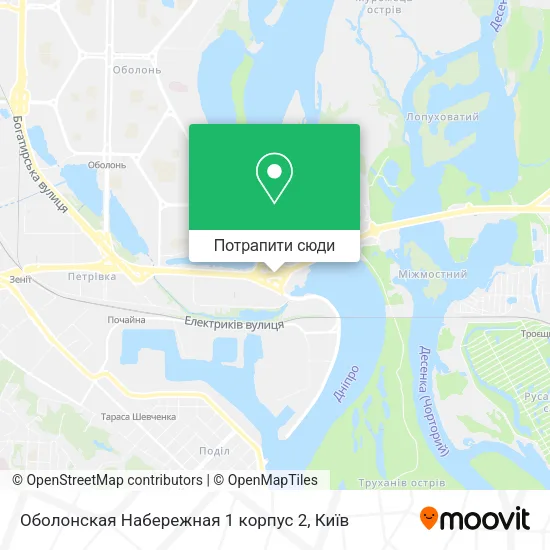 Карта Оболонская Набережная 1 корпус 2