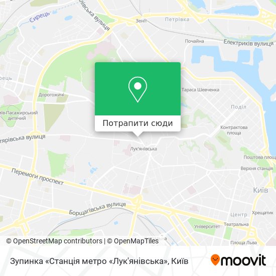 Карта Зупинка «Станція метро «Лук'янівська»
