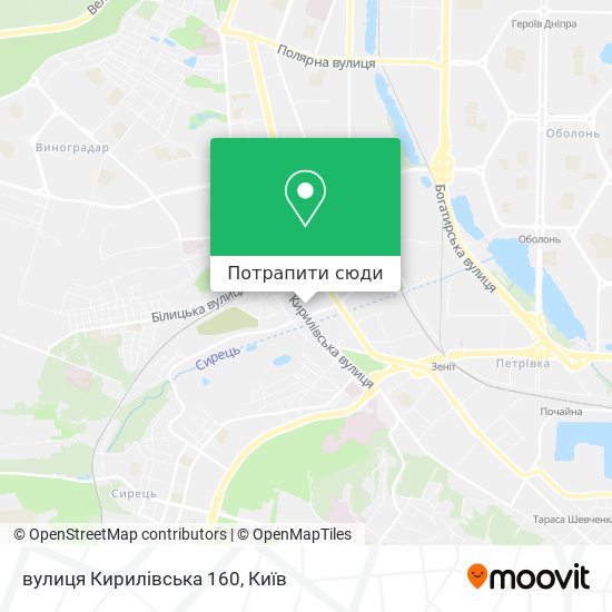Карта вулиця Кирилівська 160