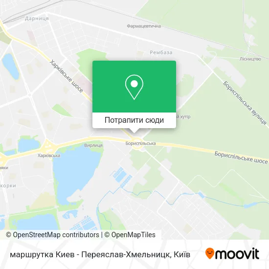 Карта маршрутка Киев - Переяслав-Хмельницк
