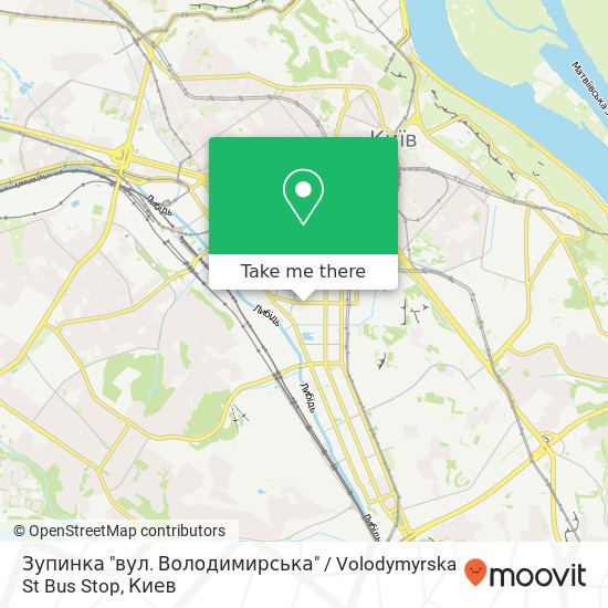 Карта Зупинка "вул. Володимирська" / Volodymyrska St Bus Stop