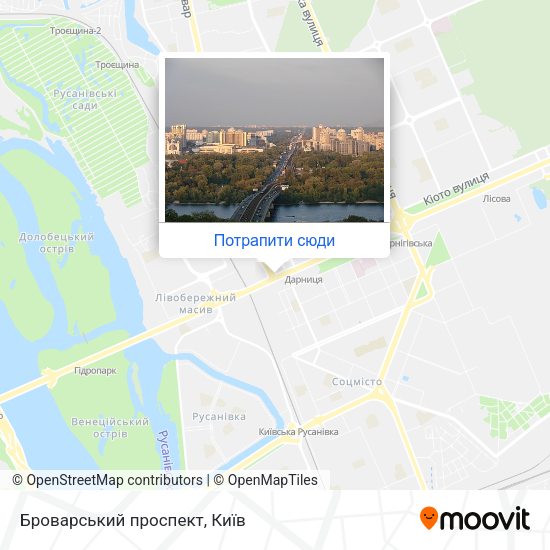 Карта Броварський проспект