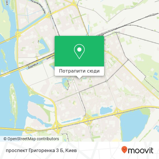 Карта проспект Григоренка 3 Б