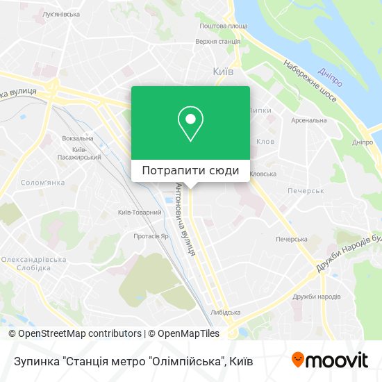 Карта Зупинка "Станція метро "Олімпійська"