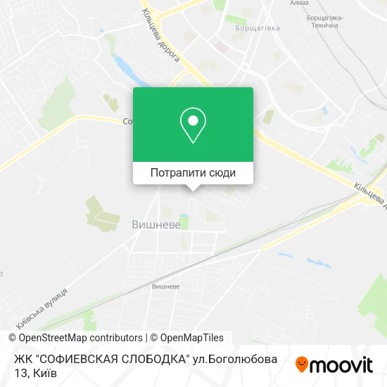 Карта ЖК "СОФИЕВСКАЯ  СЛОБОДКА" ул.Боголюбова 13
