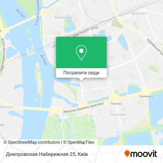 Карта Днепровская Набережная 25