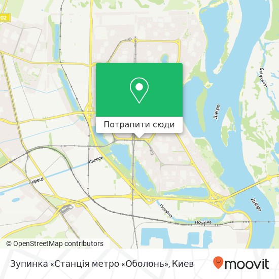 Карта Зупинка «Станція метро «Оболонь»
