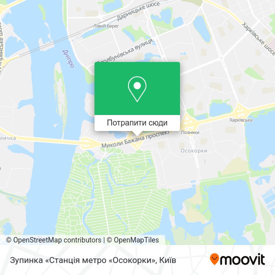 Карта Зупинка «Станція метро «Осокорки»