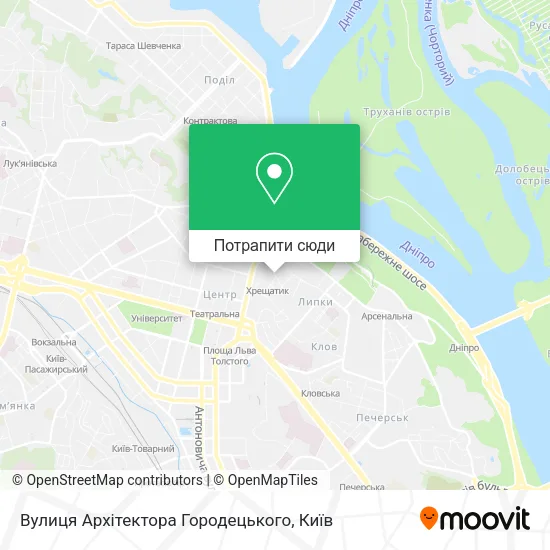Карта Вулиця Архітектора Городецького