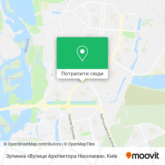 Карта Зупинка «Вулиця Архітектора Ніколаєва»