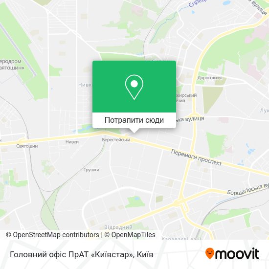 Карта Головний офіс ПрАТ «Київстар»