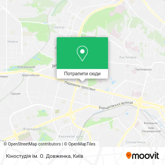 Карта Кіностудія ім. О. Довженка