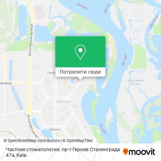 Карта Частная стоматология. пр-т Героев Сталинграда 47а