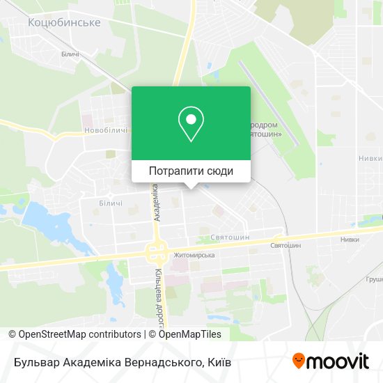 Карта Бульвар Академіка Вернадського