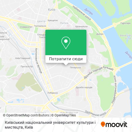 Карта Київський національний університет культури і мистецтв