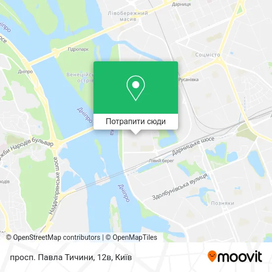 Карта просп. Павла Тичини, 12в