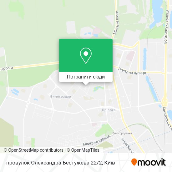 Карта провулок Олександра Бестужева 22 / 2