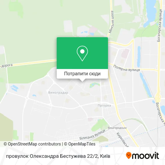 Карта провулок Олександра Бестужева 22 / 2