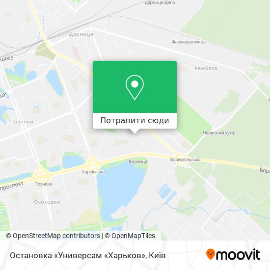 Карта Остановка «Универсам «Харьков»