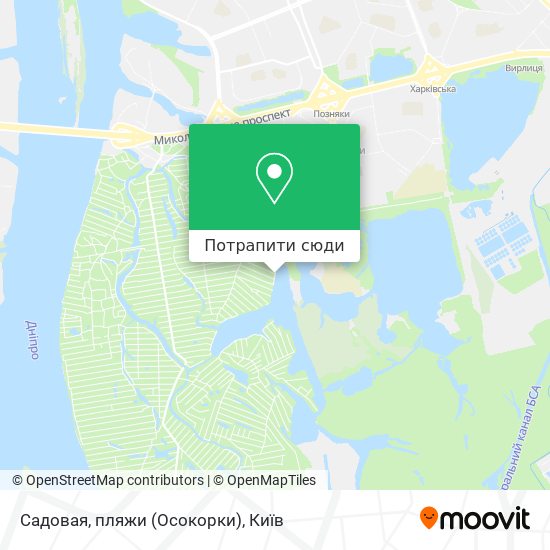 Карта Садовая, пляжи (Осокорки)