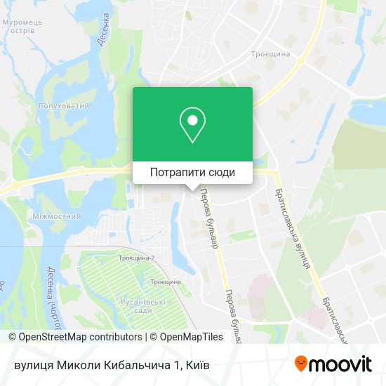 Карта вулиця Миколи Кибальчича 1